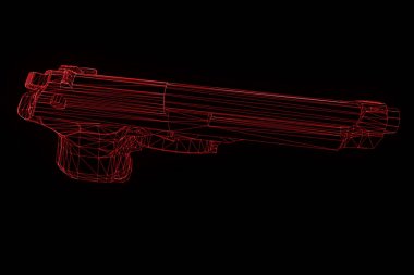 3D silah Hologram Wireframe hareket. Güzel 3d render