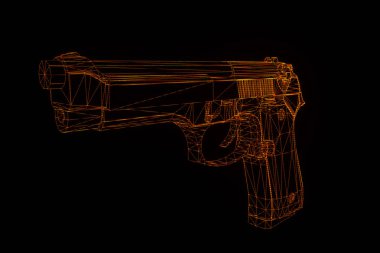 3D silah Hologram Wireframe hareket. Güzel 3d render