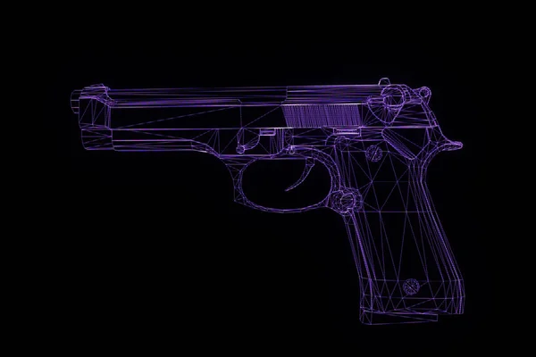 Filo dell'ologramma della pistola 3D in movimento. Rendering 3D piacevole — Foto Stock