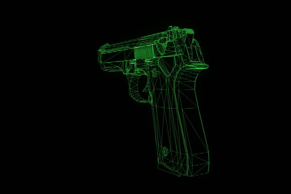 3D-gun Hologram draadframe in beweging. Mooie 3D-Rendering — Stockfoto