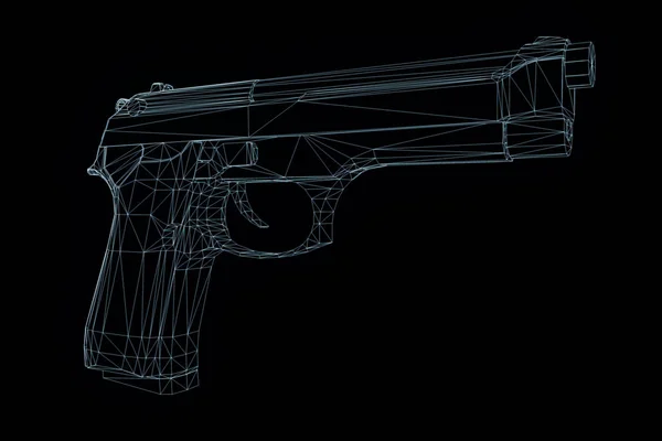 3d 枪全息线框的议案。漂亮的 3d 渲染 — 图库照片