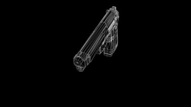 3D silah Hologram Wireframe hareket. Güzel 3d render