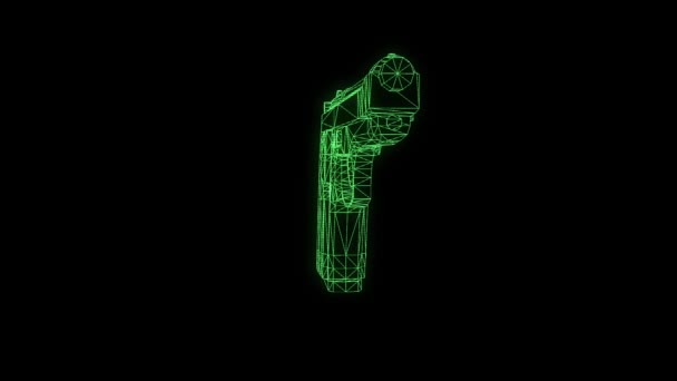 3D Gun Hologram Wireframe in Motion. Nice 3D Rendering — Stock Video