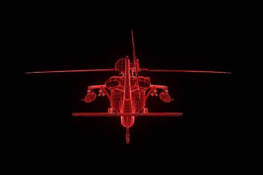 Helikopter Tel Çerçeve hologramı hareket. Güzel 3d render