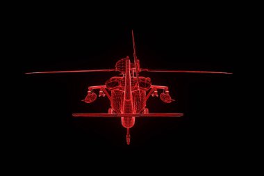 Helicopter Wireframe Hologram in Motion. Nice 3D Rendering clipart