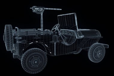 Araba Hologram tel kafes tarzı. Güzel 3d render