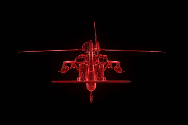 Helikopter drótváz Hologram a mozgás. Szép 3D-s renderelés — Stock Fotó