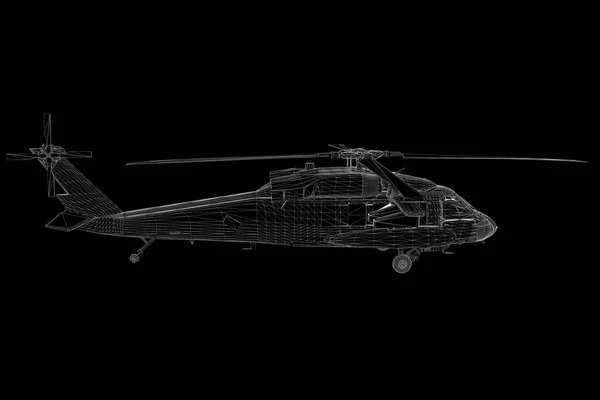 Helikopter Tel Çerçeve hologramı hareket. Güzel 3d render — Stok fotoğraf