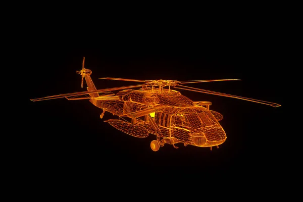 Helikopter Tel Çerçeve hologramı hareket. Güzel 3d render — Stok fotoğraf