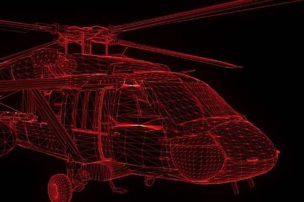 Helicopter Wireframe Hologram in Motion. Nice 3D Rendering — Stock Photo, Image