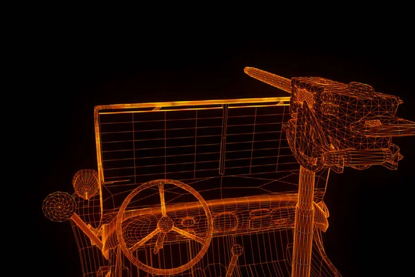 Carro em holograma Wireframe Style. Boa renderização 3D — Fotografia de Stock