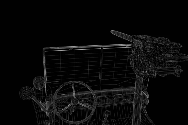 Voiture en Hologramme Wireframe Style. Belle rendu 3D — Photo