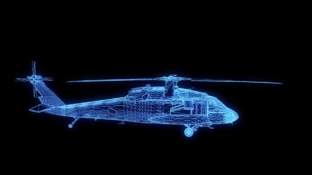 Голограма дроту вертольота в русі. 3D рендерингу — стокове відео