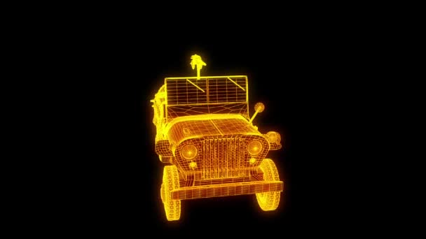 Voiture en Hologramme Wireframe Style. Belle rendu 3D — Video