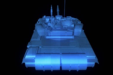 hareketli 3D tank Hologram tel kafes. Güzel 3d render