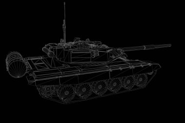 hareketli 3D tank Hologram tel kafes. Güzel 3d render
