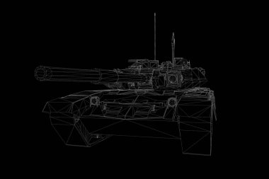 hareketli 3D tank Hologram tel kafes. Güzel 3d render