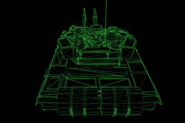 hareketli 3D tank Hologram tel kafes. Güzel 3d render