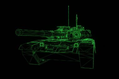 hareketli 3D tank Hologram tel kafes. Güzel 3d render
