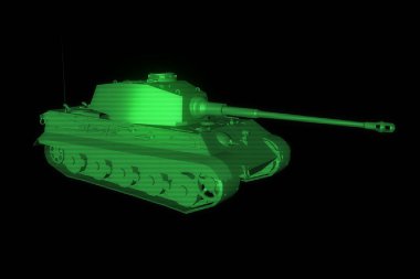 hareketli 3D tank Hologram tel kafes. Güzel 3d render