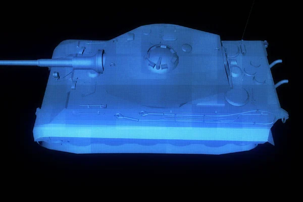 Hareketli 3D tank Hologram tel kafes. Güzel 3d render — Stok fotoğraf