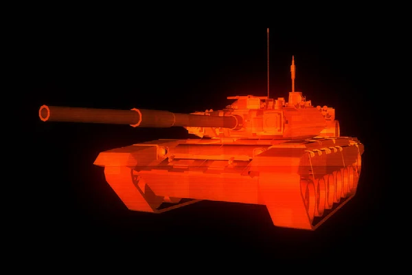 Тривимірна голограма для танка в русі. 3D рендерингу — стокове фото