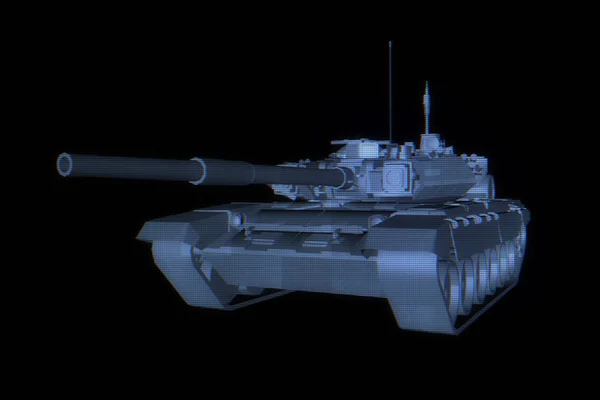 Hareketli 3D tank Hologram tel kafes. Güzel 3d render — Stok fotoğraf