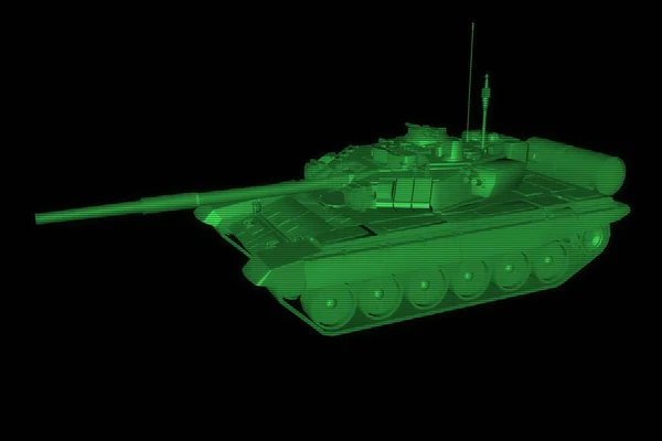 Hareketli 3D tank Hologram tel kafes. Güzel 3d render — Stok fotoğraf