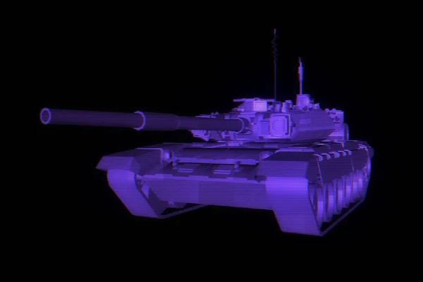3d 坦克全息线框的议案。漂亮的 3d 渲染 — 图库照片