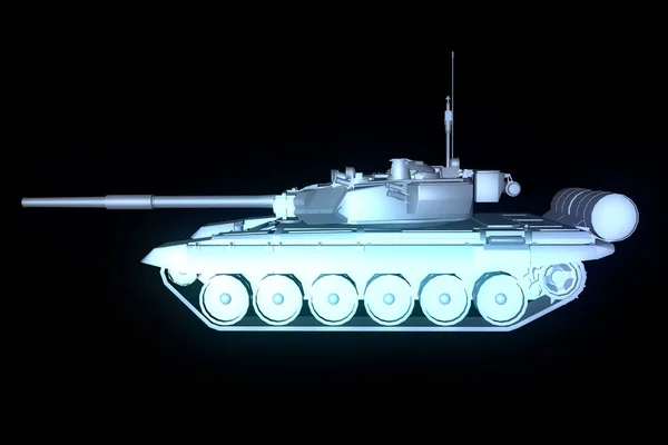 Hareketli 3D tank Hologram tel kafes. Güzel 3d render — Stok fotoğraf