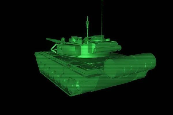 3D tank Hologram Wireframe i rörelse. Fina 3d-Rendering — Stockfoto