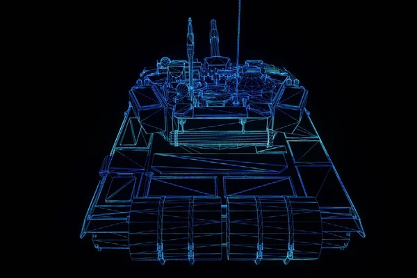 3D Tank Hologram Wireframe in Motion. Nice 3D Rendering