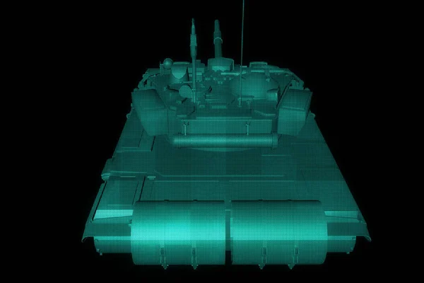 Holograma de tanque 3D Wireframe en movimiento. Niza 3D Rendering — Foto de Stock