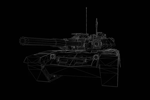 3D Tank Hologram Wireframe in Motion. Nice 3D Rendering — Stock Photo, Image