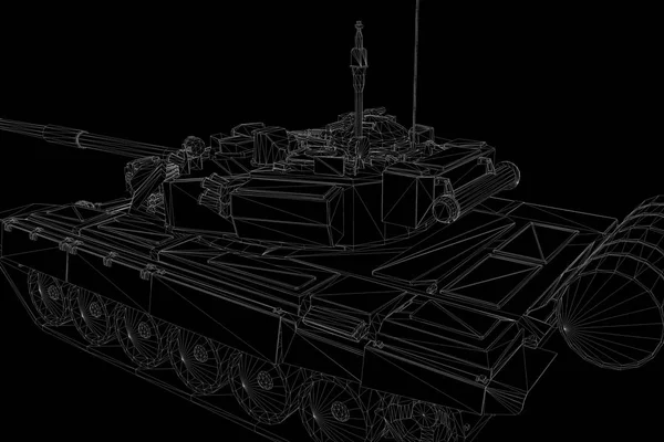 3D Tank Hologram Wireframe in Motion. Nice 3D Rendering — Stock Photo, Image