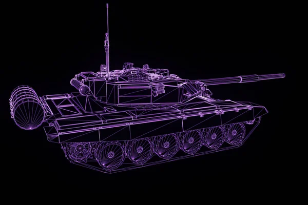 3D tank Hologram Wireframe i rörelse. Fina 3d-Rendering — Stockfoto