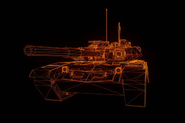 3D Tank Wireframe in Motion. Nice 3D Rendering — стоковое фото