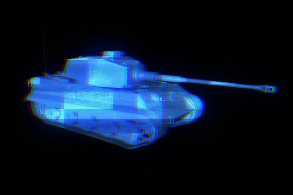 3D Tanque Holograma Wireframe em movimento. Boa renderização 3D — Fotografia de Stock
