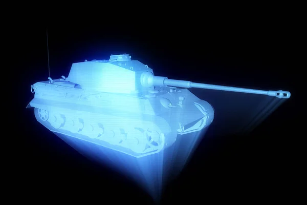 3D-tank Hologram draadframe in beweging. Mooie 3D-Rendering — Stockfoto