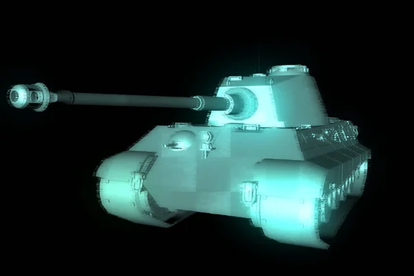 3D Hologram drátových tank v pohybu. Pěkný 3d vykreslování — Stock fotografie