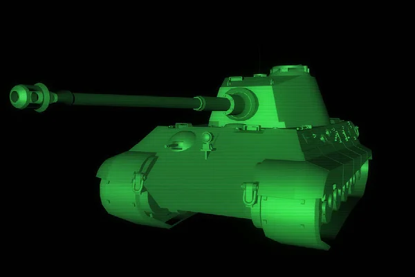 Тривимірна голограма для танка в русі. 3D рендерингу — стокове фото