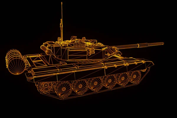 Тривимірна голограма для танка в русі. 3D рендерингу Стокове Зображення