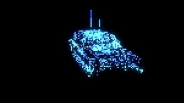 hareketli 3D tank Hologram tel kafes. Güzel 3d render