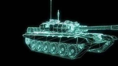 hareketli 3D tank Hologram tel kafes. Güzel 3d render