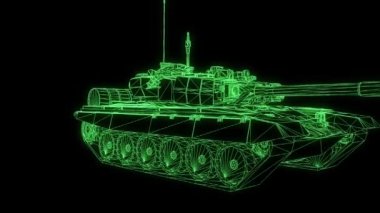 hareketli 3D tank Hologram tel kafes. Güzel 3d render