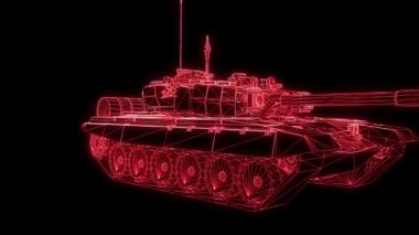 hareketli 3D tank Hologram tel kafes. Güzel 3d render