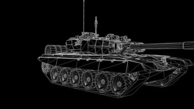 hareketli 3D tank Hologram tel kafes. Güzel 3d render