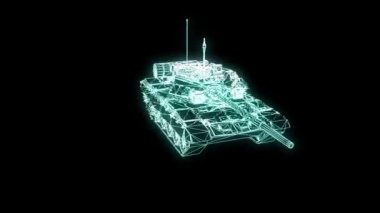 hareketli 3D tank Hologram tel kafes. Güzel 3d render