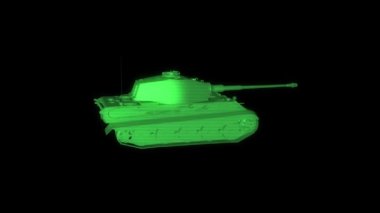hareketli 3D tank Hologram tel kafes. Güzel 3d render