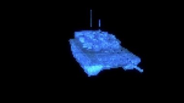 hareketli 3D tank Hologram tel kafes. Güzel 3d render